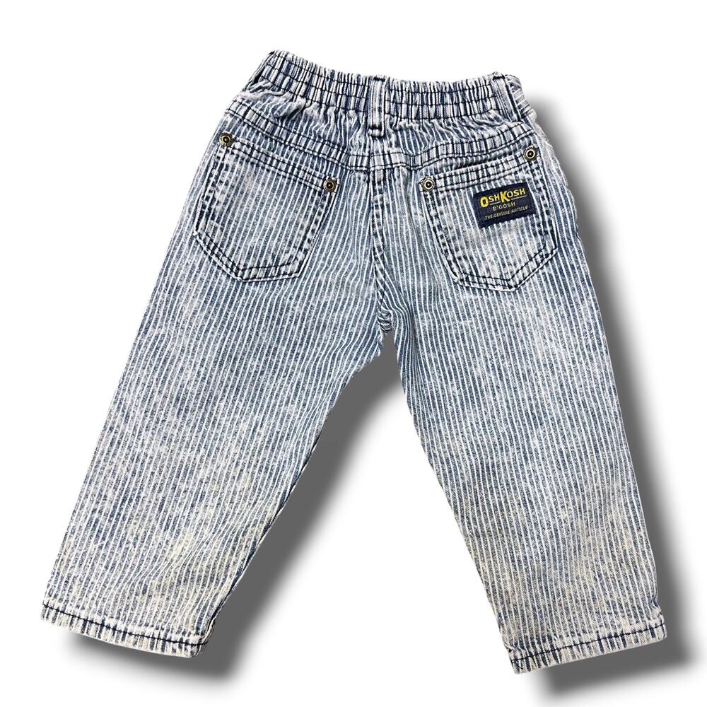 Vintage 80s OshKosh B'Gosh Hickory Stripe Railroad Workwear Jeans USA Made 2T